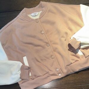 Cult Varsity Jacket in Pink and White